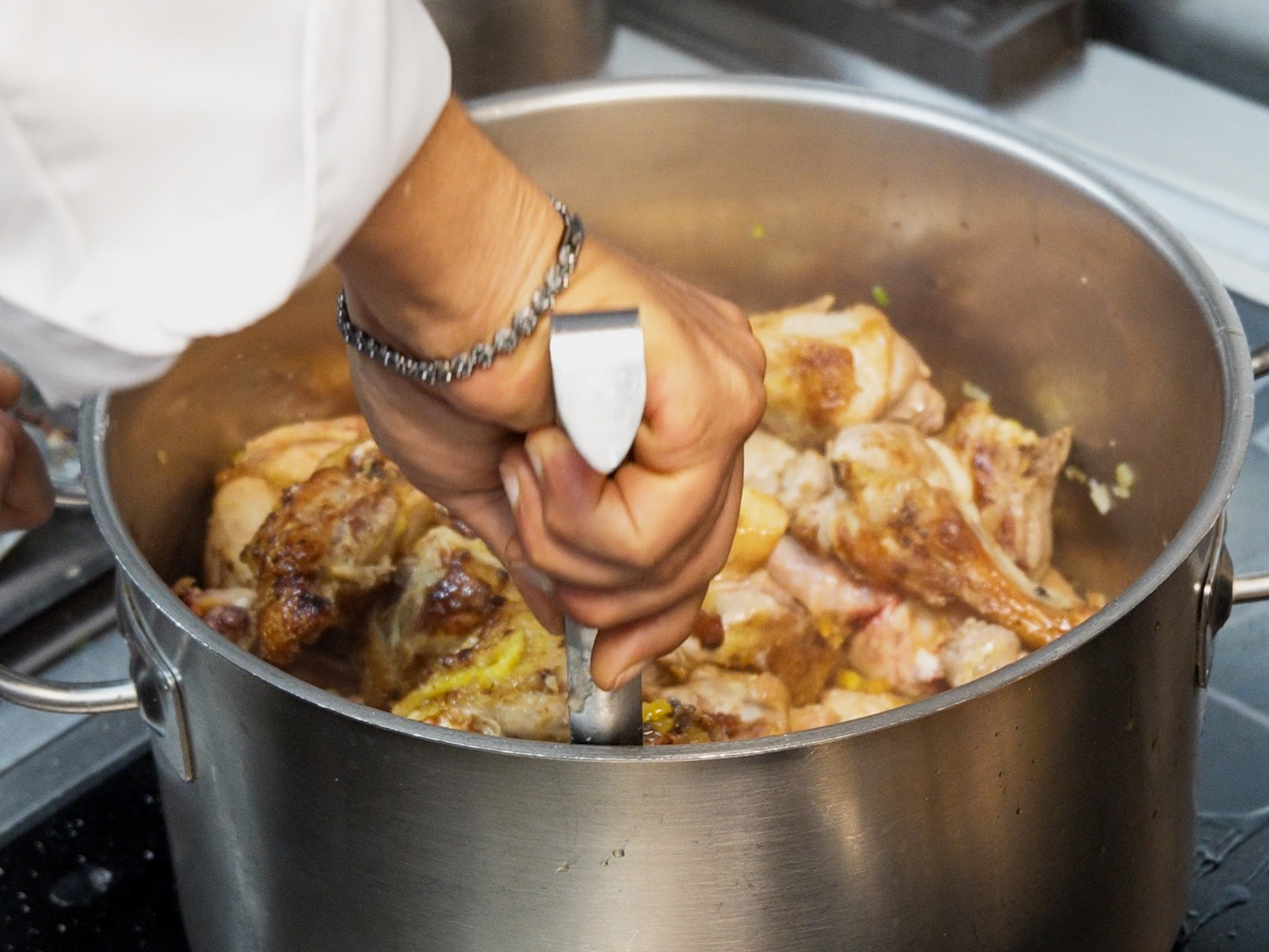 Chicken into the pot