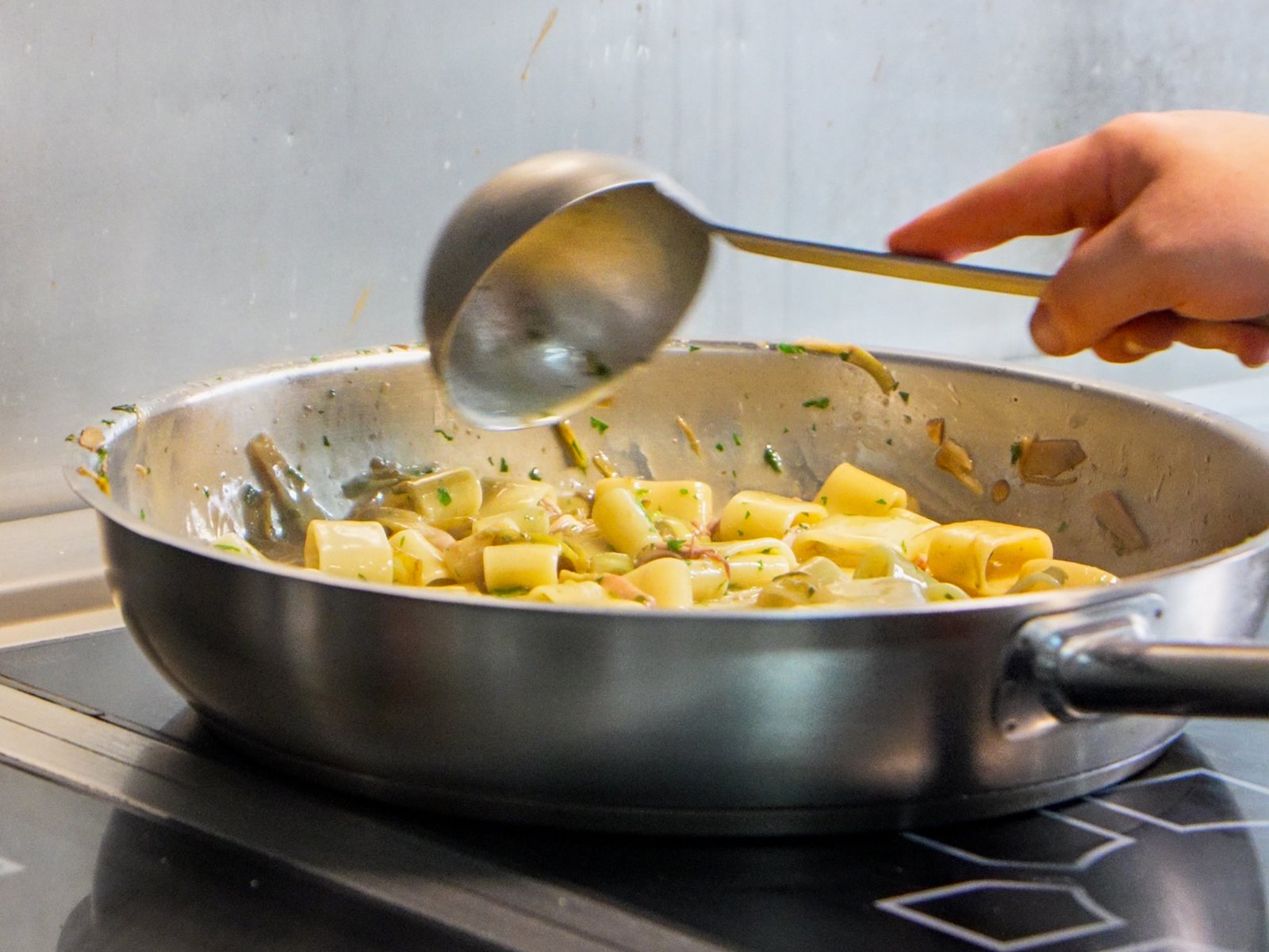 Finishing the pasta