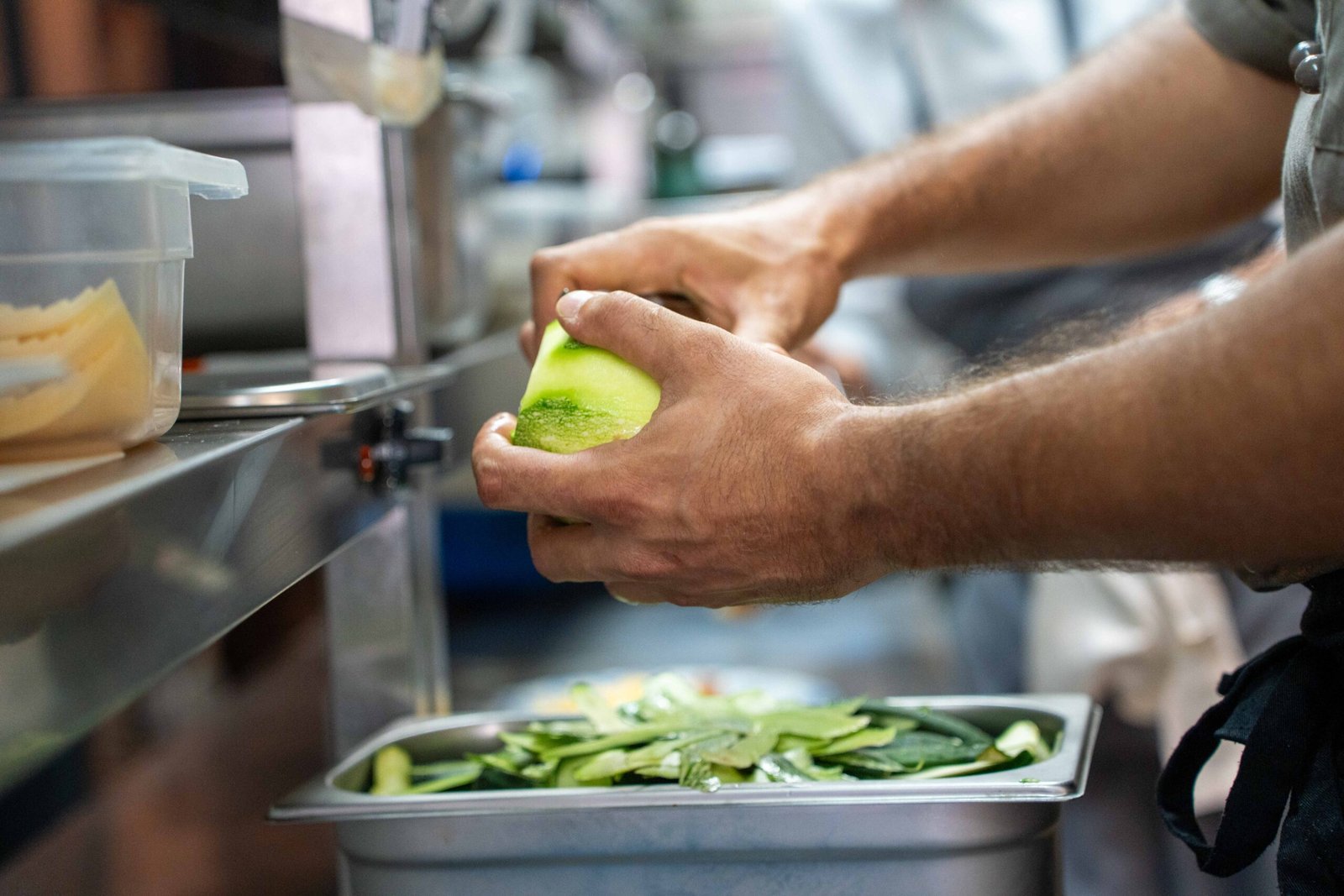 Preparing the courgettes
